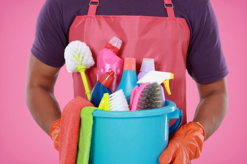 Deep carpet cleaning equipment in use on a patterned floor