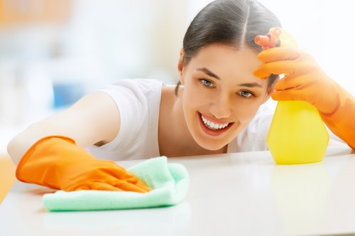 Professional sanitising of a communal reception and lobby area