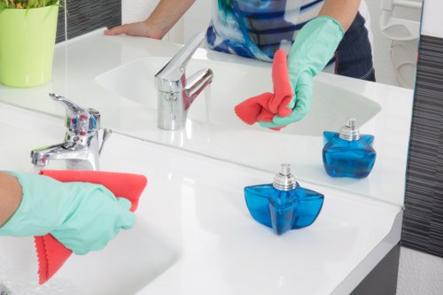 Cleaning schedule checklist beside supplies