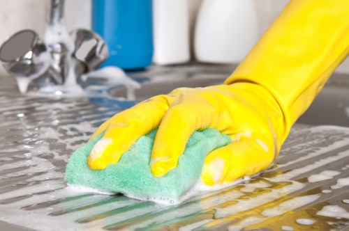 Bathroom sanitizing during Airbnb cleaning